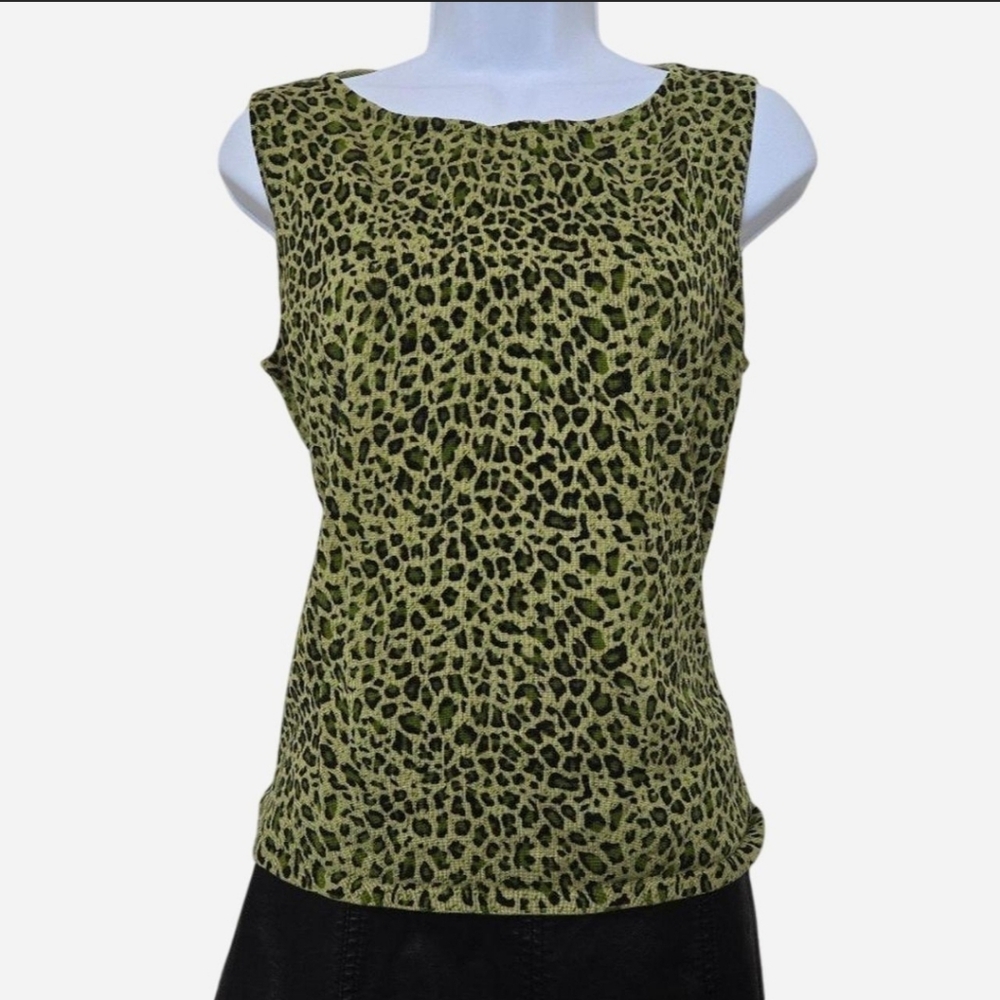Vintage Y2K Leopard Print Knit Sweater Sleeveless top size large